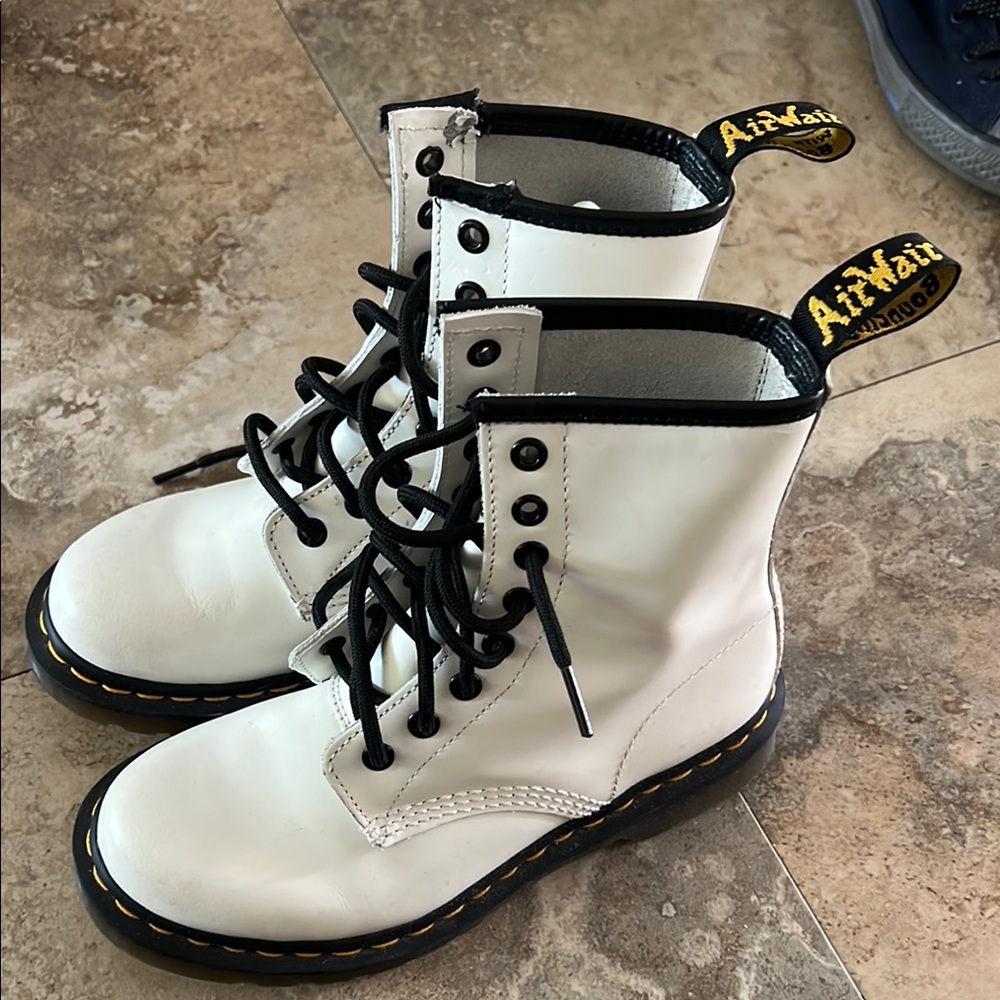 Dr. Martens White Boots with Black Accents